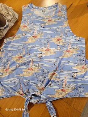 Crown & Ivy Light Blue Nautical Print Tank
